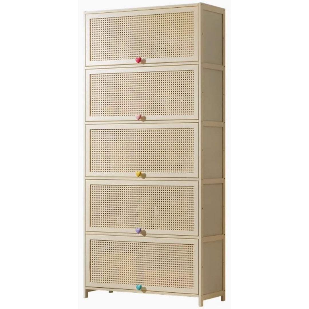 Meuble de rangement chaleureux epure structure metallique beige