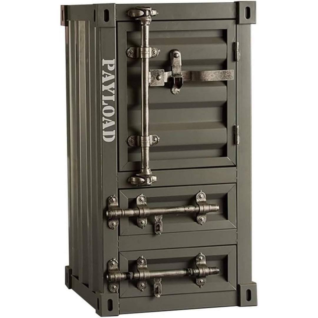 Meuble de rangement au design style industriel creme structure metallique