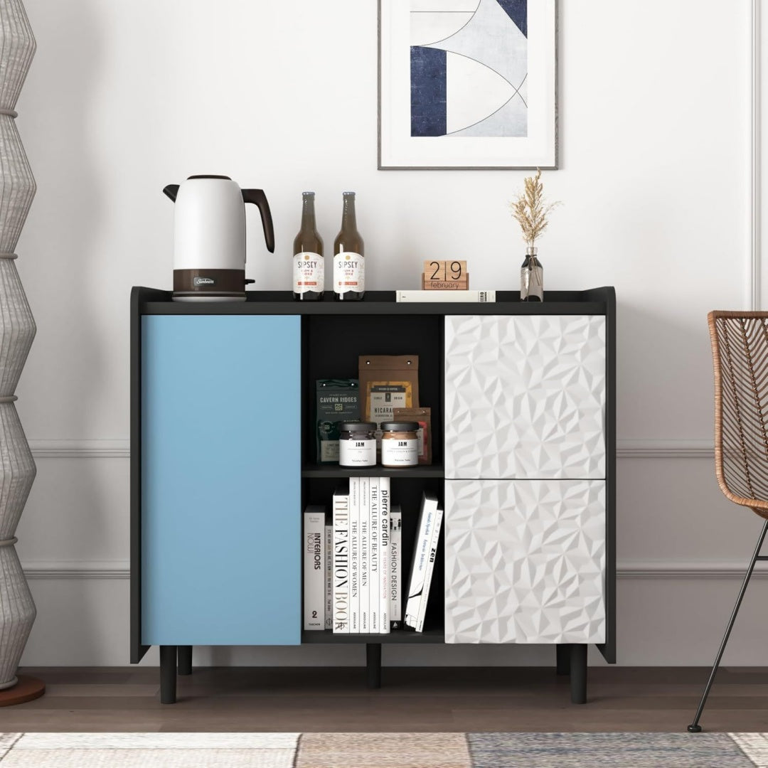 Style Contemporain, buffet gris clair (40 x 90 x 80 cm)
