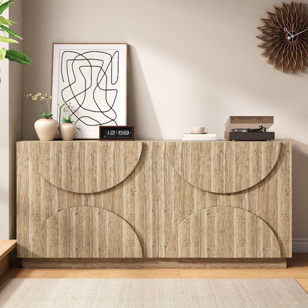Credence beige bois ingenierie, 160 cm de large a 2 portes