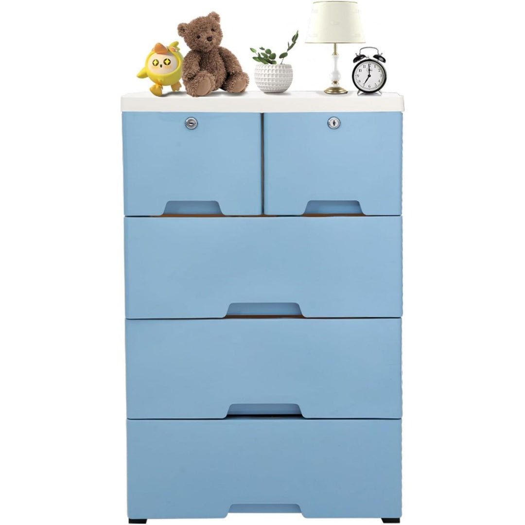 Fonctionnelle commode a tiroirs bleu en panneau de particules style moderne 6 tiroirs