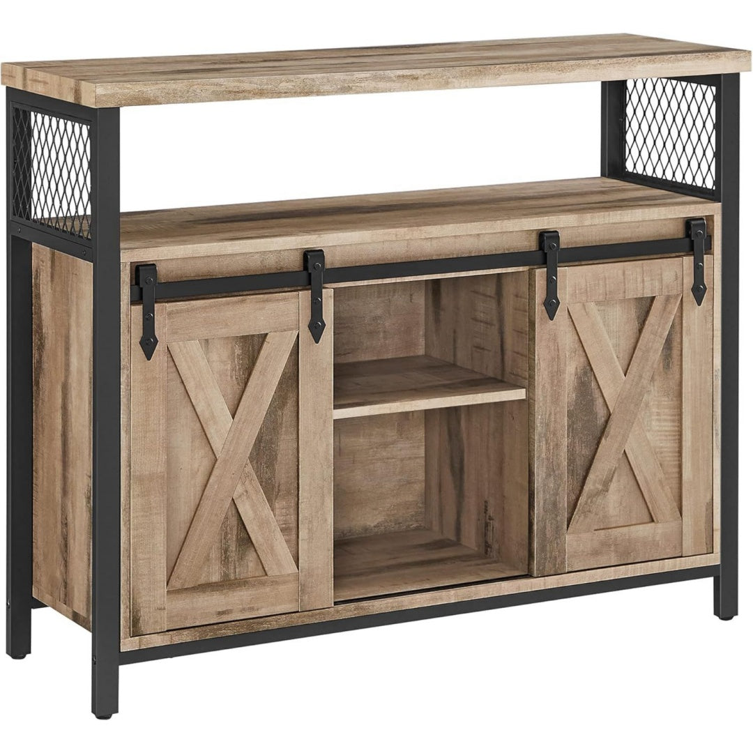 Buffet marron acier, 100 cm de large a 2 portes