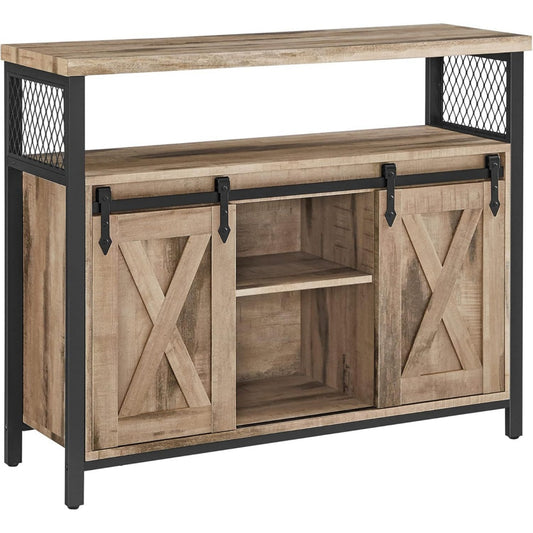 Buffet marron acier, 100 cm de large a 2 portes