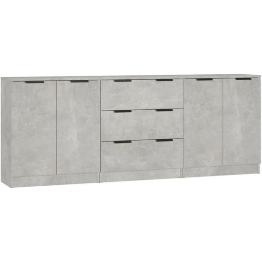 Enfilade gris fixation murale, bois ingenierie et a 2 portes 3 tiroirs