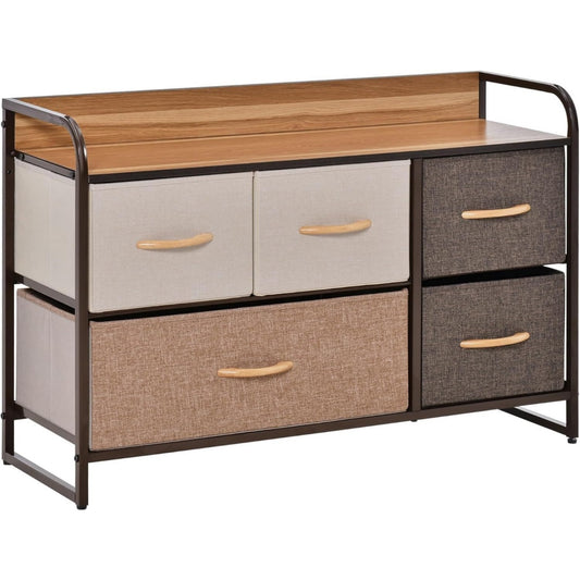 Armoire de rangement marron 5 tiroirs classique