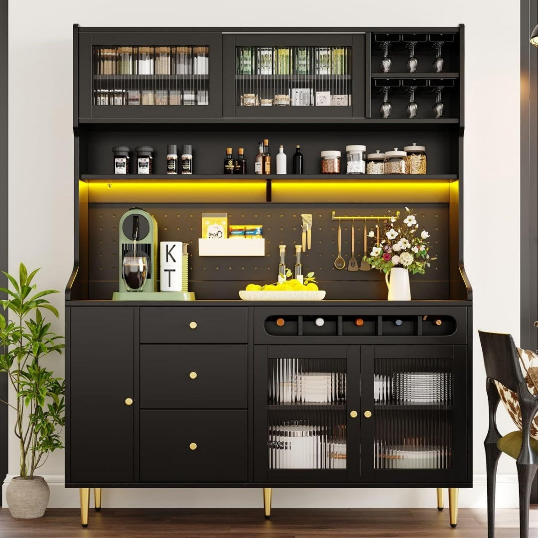 Buffet haut avec 4 tiroirs gris 145 x 39 x 171 cm