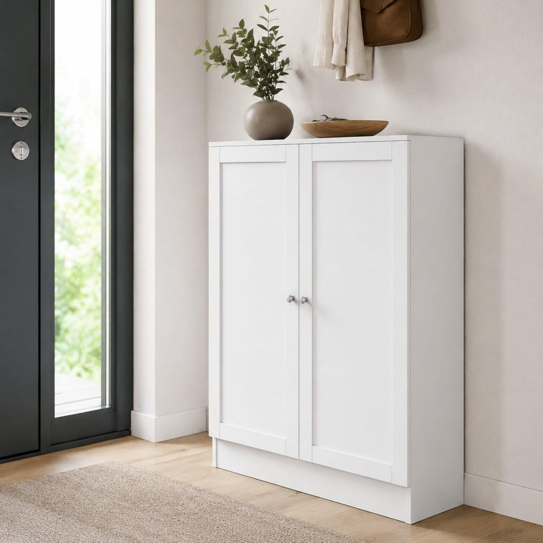 Bibliotheque design contemporain, teinte gris clair finition panneaux de particules