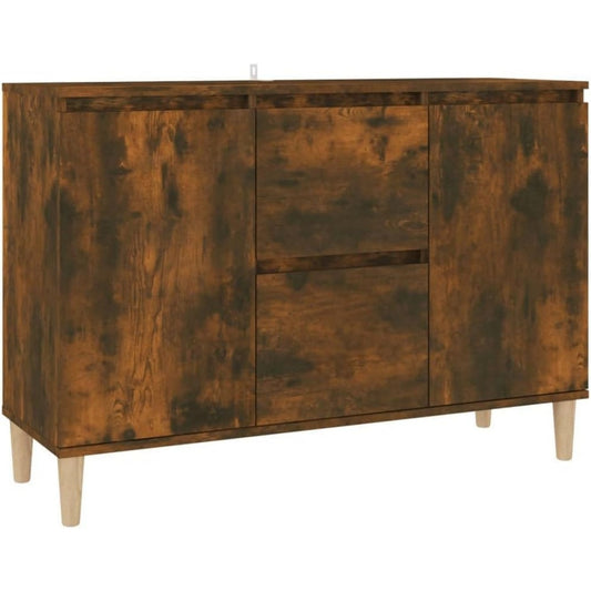 Buffet haut marron design moderne, deux portes, deux tiroirs