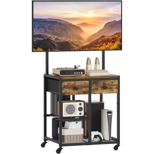 Meuble TV en metal, gris fonce usage polyvalent
