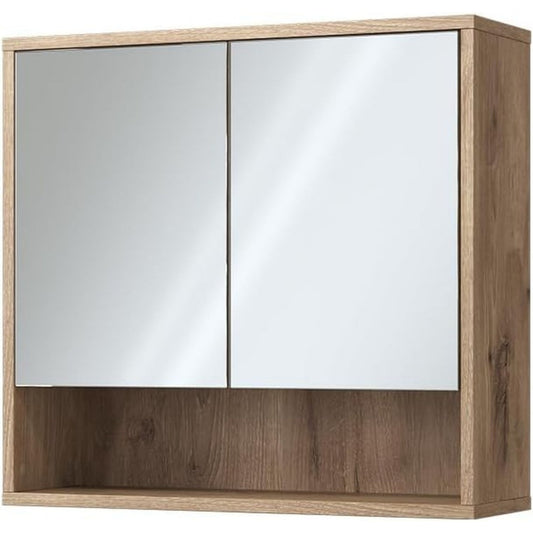 Esprit scandinave, armoire a miroir gris clair en bois