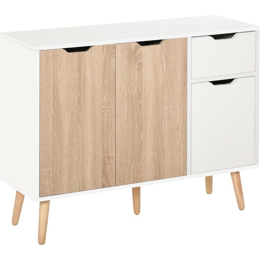 Enfilade beige bois ingenierie 90 cm, rangement style scandinave