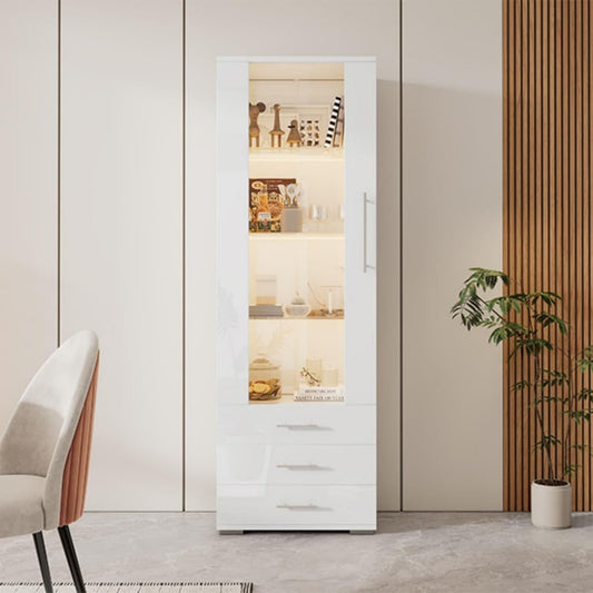 Vitrine d'exposition gris clair 60 cm, de rangement pratique