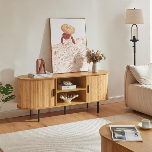 Meuble TV en acier gris clair style scandinave