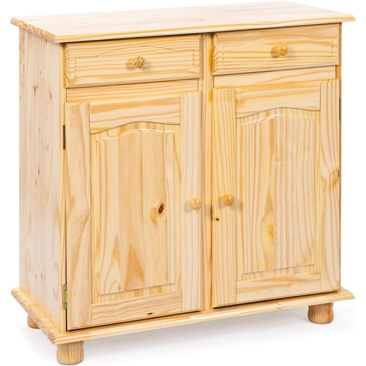 Commode esprit rustique 2 tiroirs et 2 portes marron