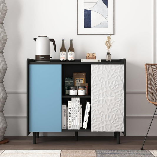 Style Contemporain, buffet gris clair (40 x 90 x 80 cm)