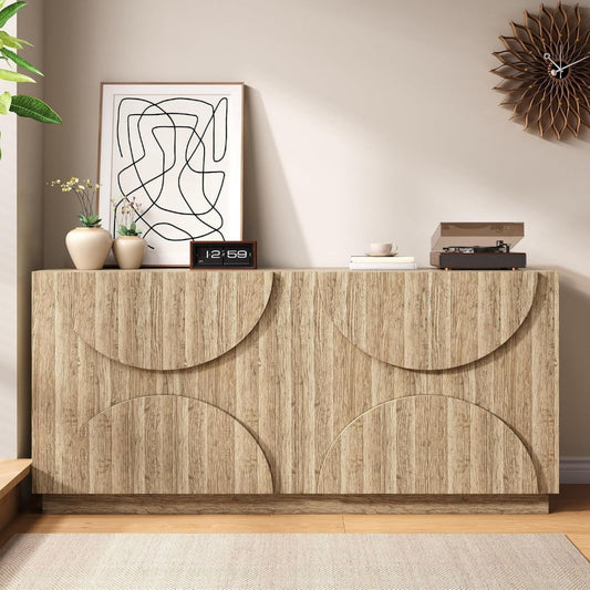 Credence beige bois ingenierie, 160 cm de large a 2 portes