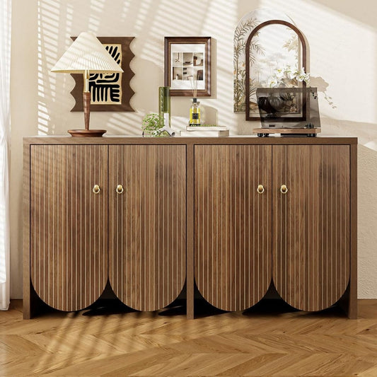 Enfilade marron finition noyer, 147 cm de large a 4 portes