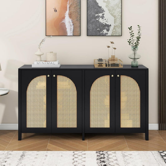 Buffet gris 4 portes assemblage facile