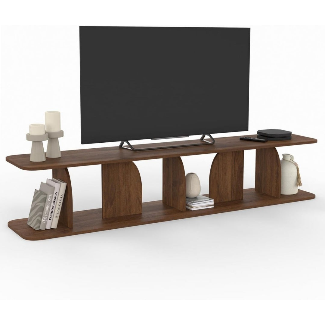 Gris banc TV, bois allure contemporaine 180 x 35 x 35