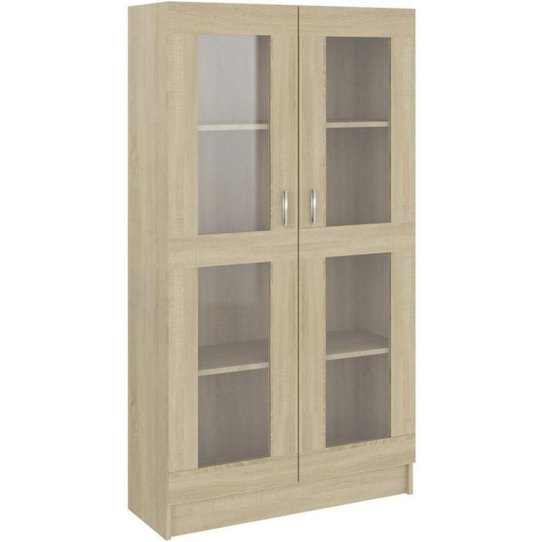 Bibliotheque marron 4 etageres reglables, bois ingenierie et design epure