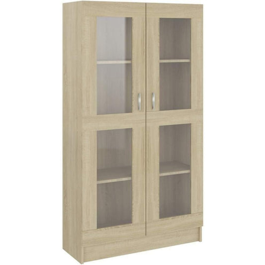 Bibliotheque marron 4 etageres reglables, bois ingenierie et design epure
