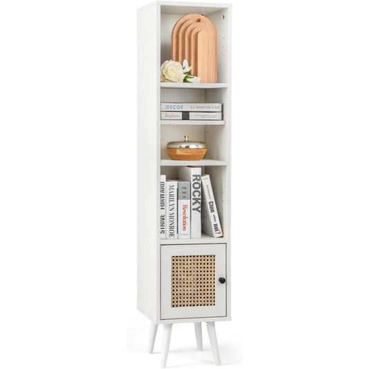 Colonne de rangement en bois massif gris clair etageres reglables