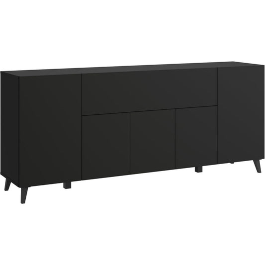 Buffet noir materiau durable 180 cm, rangement style contemporain
