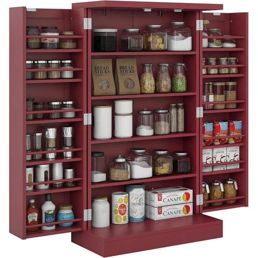 Credence bordeaux avec 2 portes, bois