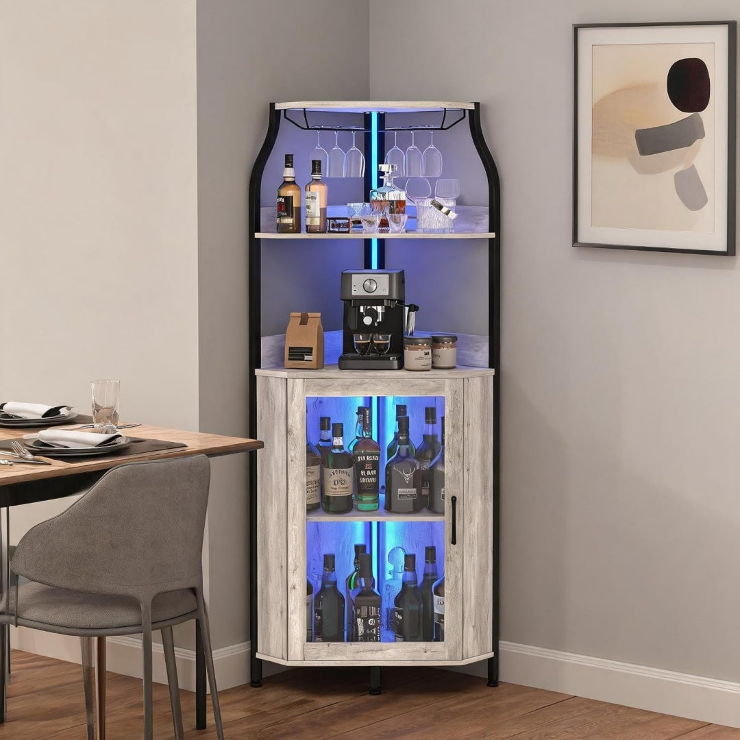Gris etagere a bouteilles en panneau de particules, et espace de rangement