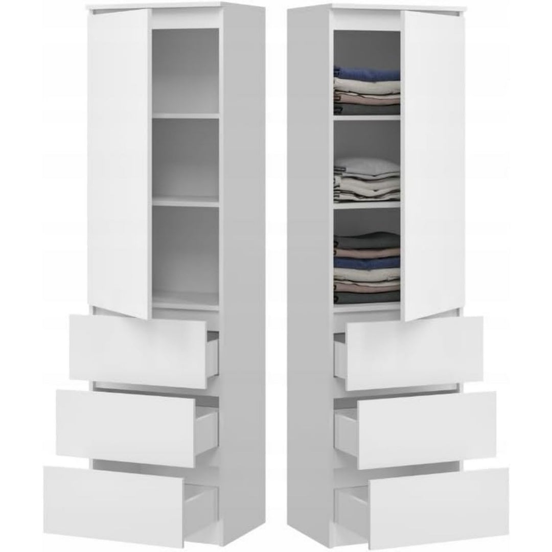 Armoire avec trois tiroirs gris clair, design contemporain, pour chambre