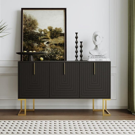 Buffet gris minimaliste en MDF et metal