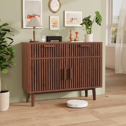 Marron douceur, commode a tiroirs en bois 100 x 35 x 80 cm